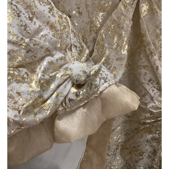 NICOLE MILLER Christmas Tree Skirt Gold & White Buttons & Ruffle 50” New W/Tags - Picture 8 of 13